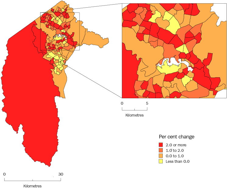 Diagram: SLA POPULATION CHANGE, Australian Capital Territory—2009-10