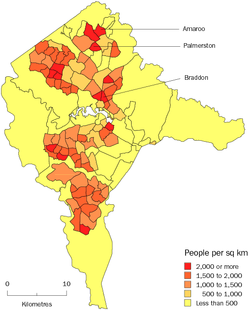 Diagram: POPULATION DENSITY, Canberra SD—June 2010