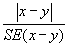 Diagram: The absolute value of all of x minus y, divided by the SE of x minus y