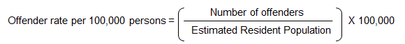 Image: Offender rate per 100,000 persons is equal to the number of offenders divided by the related Estimated Resident Population multiplied by 100,000.