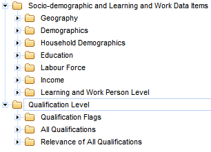 Picture: levels and groups available on the file