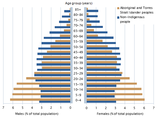 Image: Graph - Population structure for Aboriginal and Torres Strait Islander and non-Indigenous people - 30 June 2011