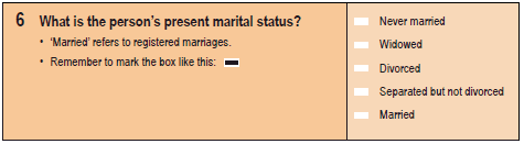 Image: question 6 from the paper 2016 Census Household Form.