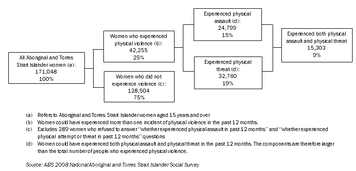 Graphic: In the 12 months prior to the 2008 NATSISS, an estimated 42,255 Aboriginal and Torres Strait Islander women aged 15 years and over experienced at least one incident of physical violence.