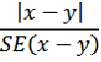 Formula used to calculate test statistic of whether difference between two estimates is statistically significant, using standard error