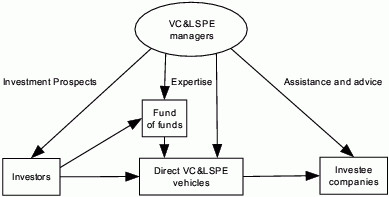 Image: Diagram showing relationship between investors, managers, vehicles and investee companies