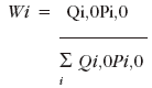 This formula shows how to calculate the weighting of the above formula