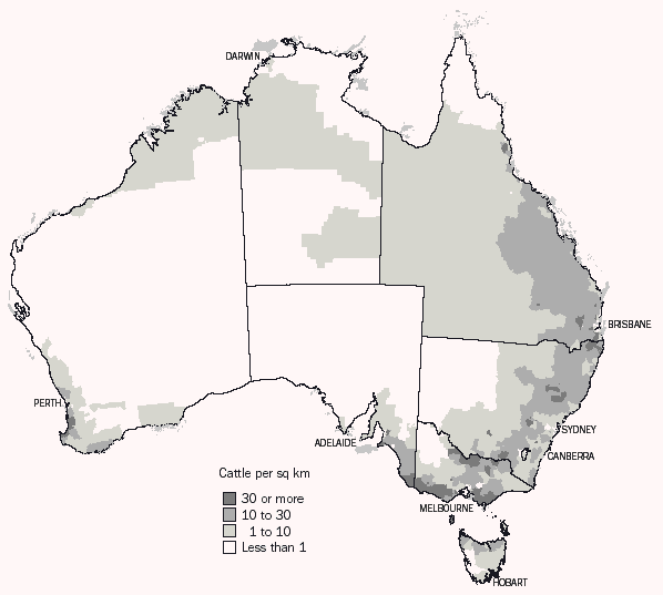 Map - 14.34 Cattle for all purposes - 30 June 2001