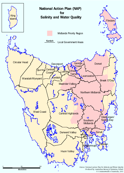 Map: National Action Plan (NAP) for Salinity and Water Quality Priority Region, Midlands