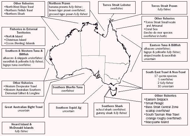 Map - 15.12 Status of Commonwealth managed or jointly managed fisheries resources