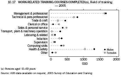 10.17 WORK-RELATED TRAINING COURSES COMPLETED(a), Field of training - 2006