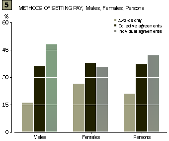 Graph - 5 - Methods of setting pay, males, females, persons