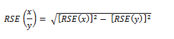 Equation: RSE (x/y) = square root of ([RSE(x)] squared - [RSE (y)] squared) 