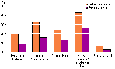 bar graph on selected types of neighbourhood problems reported