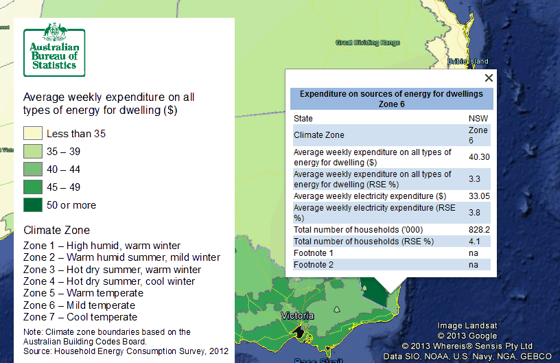 Picture of information available by clicking on an area of interest in Google Earth once KMZ files have been loaded