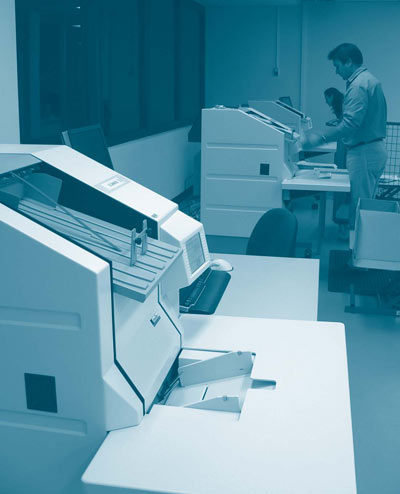 Scanners used to read census forms at the Data Processing Centre in Melbourne