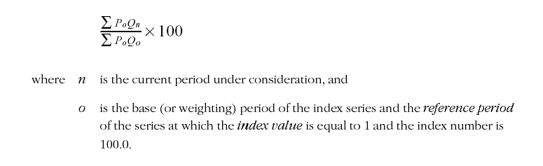 Laspeyres fixed-weight volume index