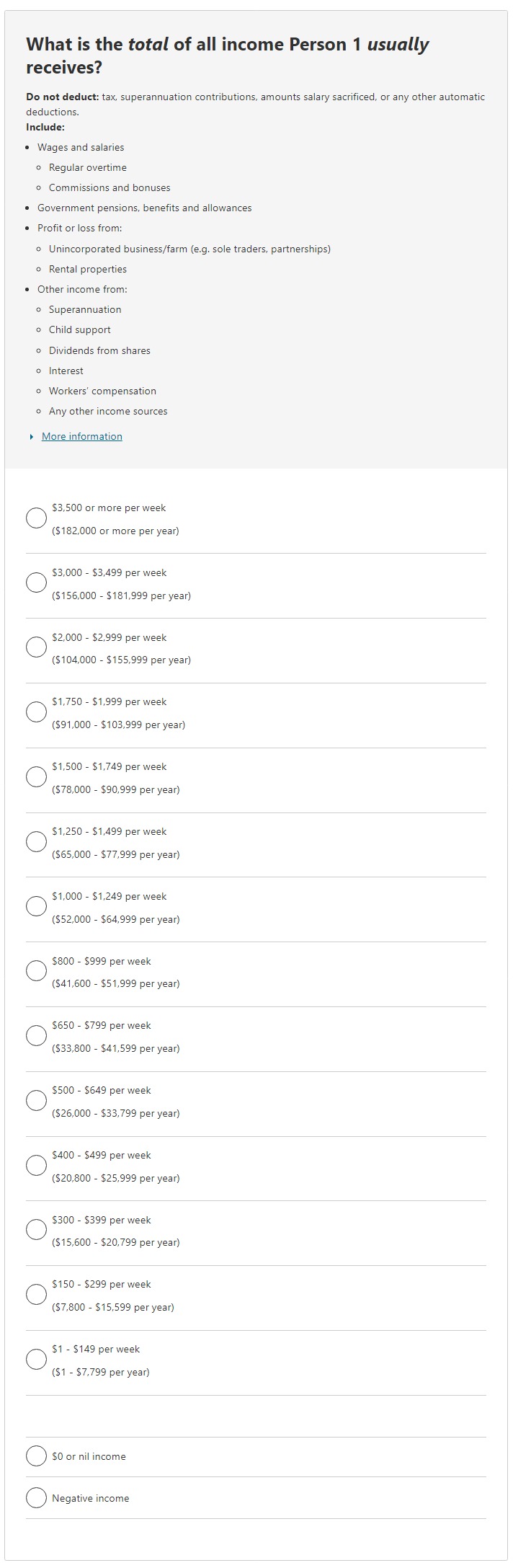 What is the total of all income the person usually receives?