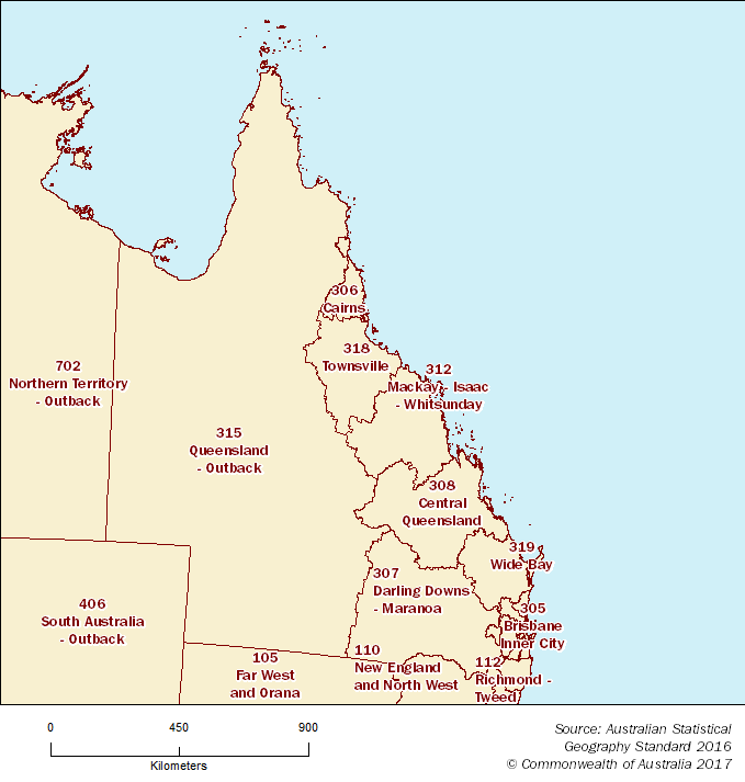 Statistical Area Level 4 map - Queensland