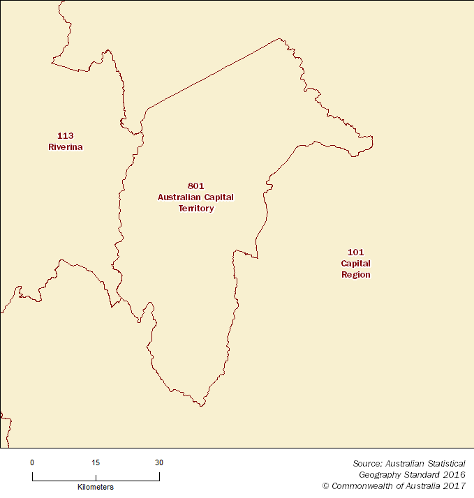Statistical Area Level 4 map - Australian Capital Territory