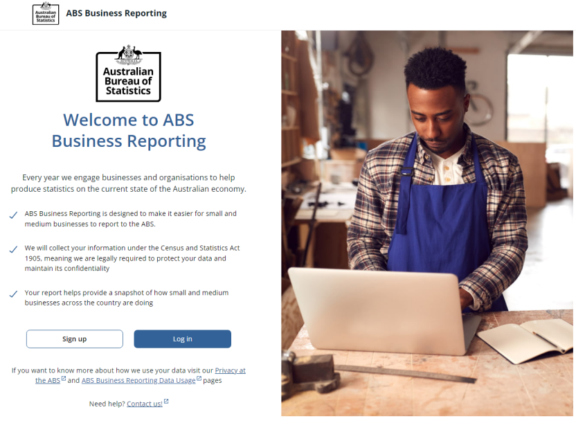 ABS Business Reporting landing page