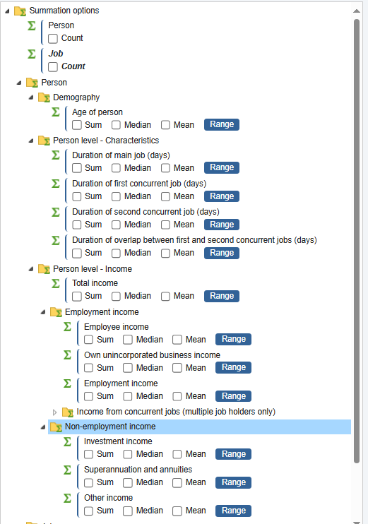 JIEP 2021-22, Summation options