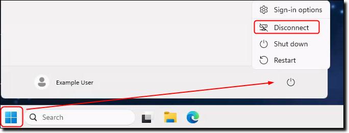 Disconnecting from the Start menu
