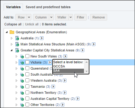 Select all SA4s in one state only