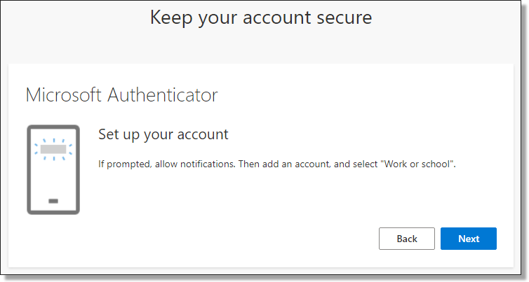 Microsoft Authenticator setup step 2