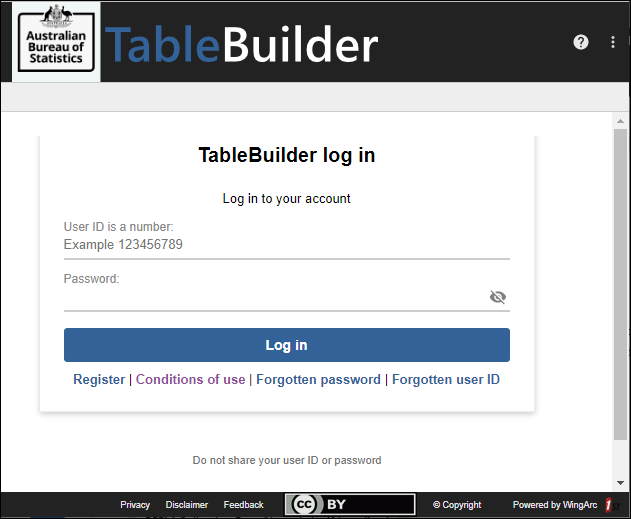 TableBuilder log in