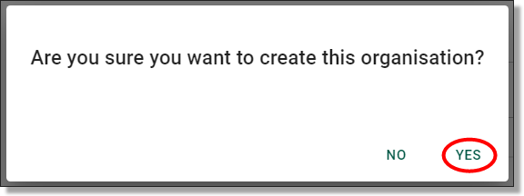 new organisation confirmation