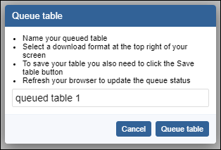 naming a queued table