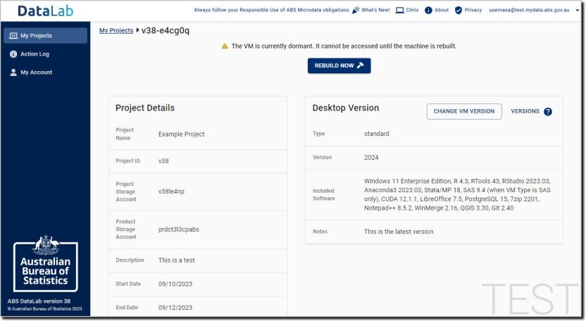 dormant vm showing no management options