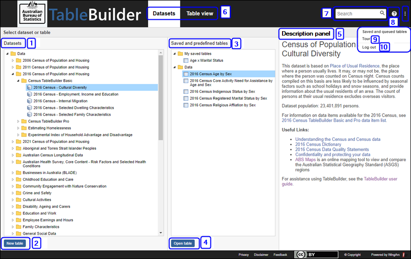 TableBuilder homepage highlighting main features