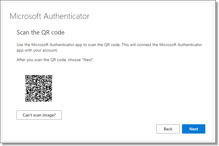 Microsoft Authenticator QR code scan