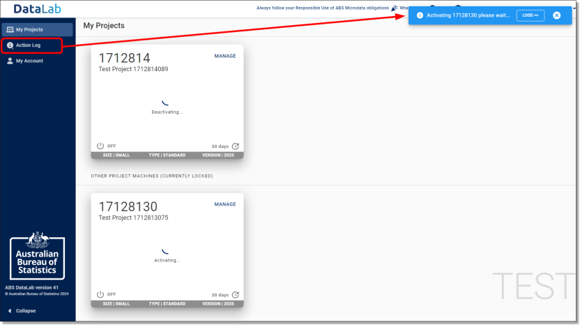 Action log tracking