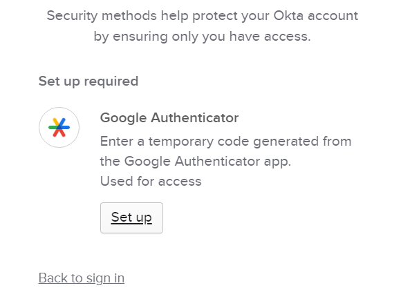 Set up Google authenticator